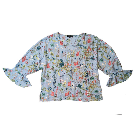 Sanctuary Button-up Floral Blouse Size Large - Picture 1 of 5